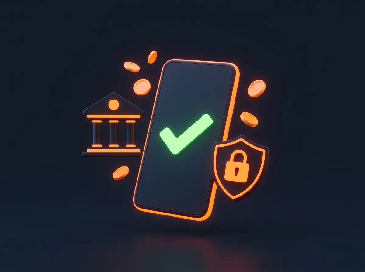 Celular con confirmación verde y escudo de seguridad: retiros en Betsur